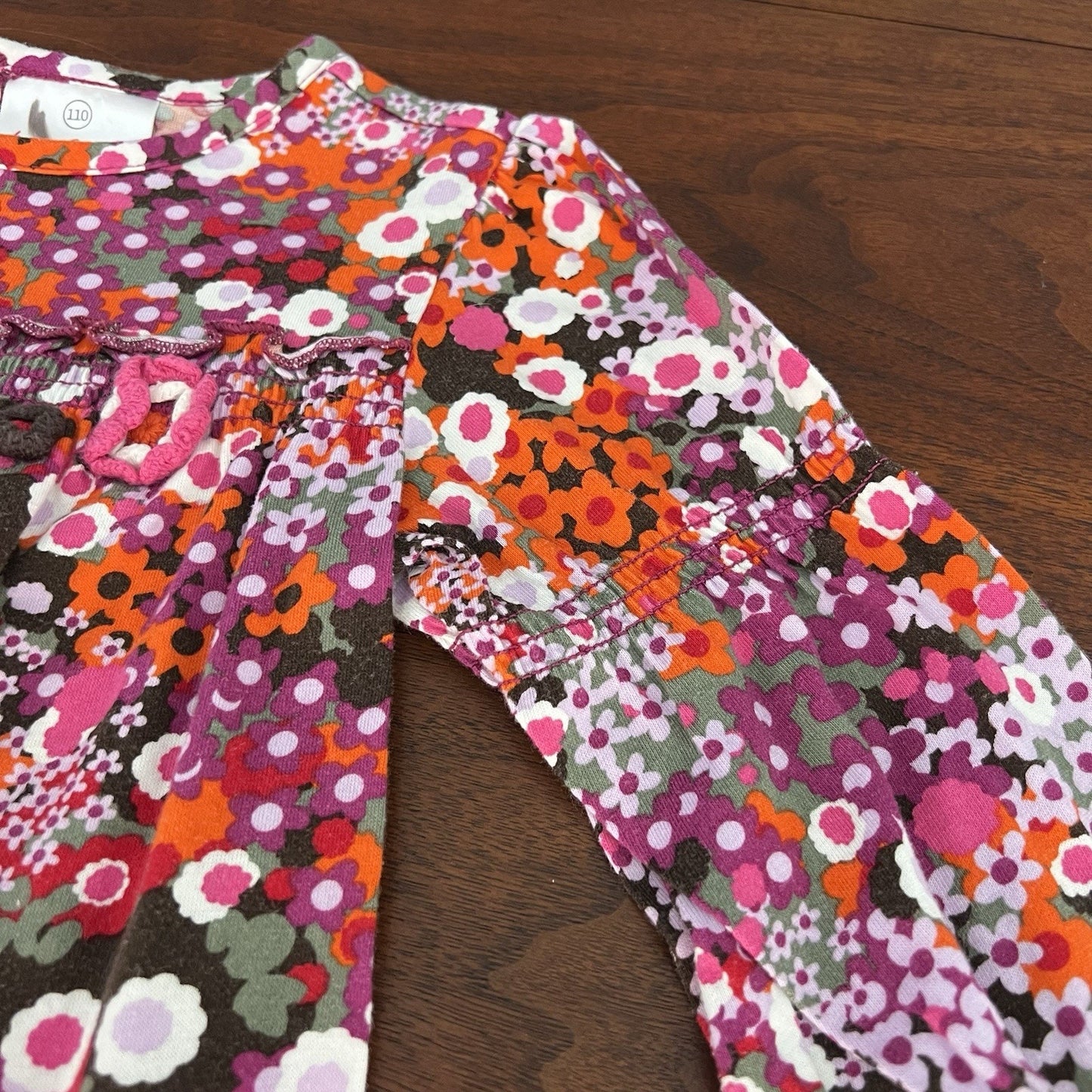 Hanna Andersson 110/5T Crochet Flower Power Long Sleeve Cotton Girls Dress Retro