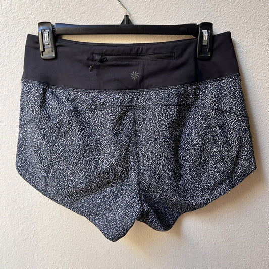 XS Athleta “Run With It” 3” Inseam Shorts Running Black Grey Pull-On Zip Pocket