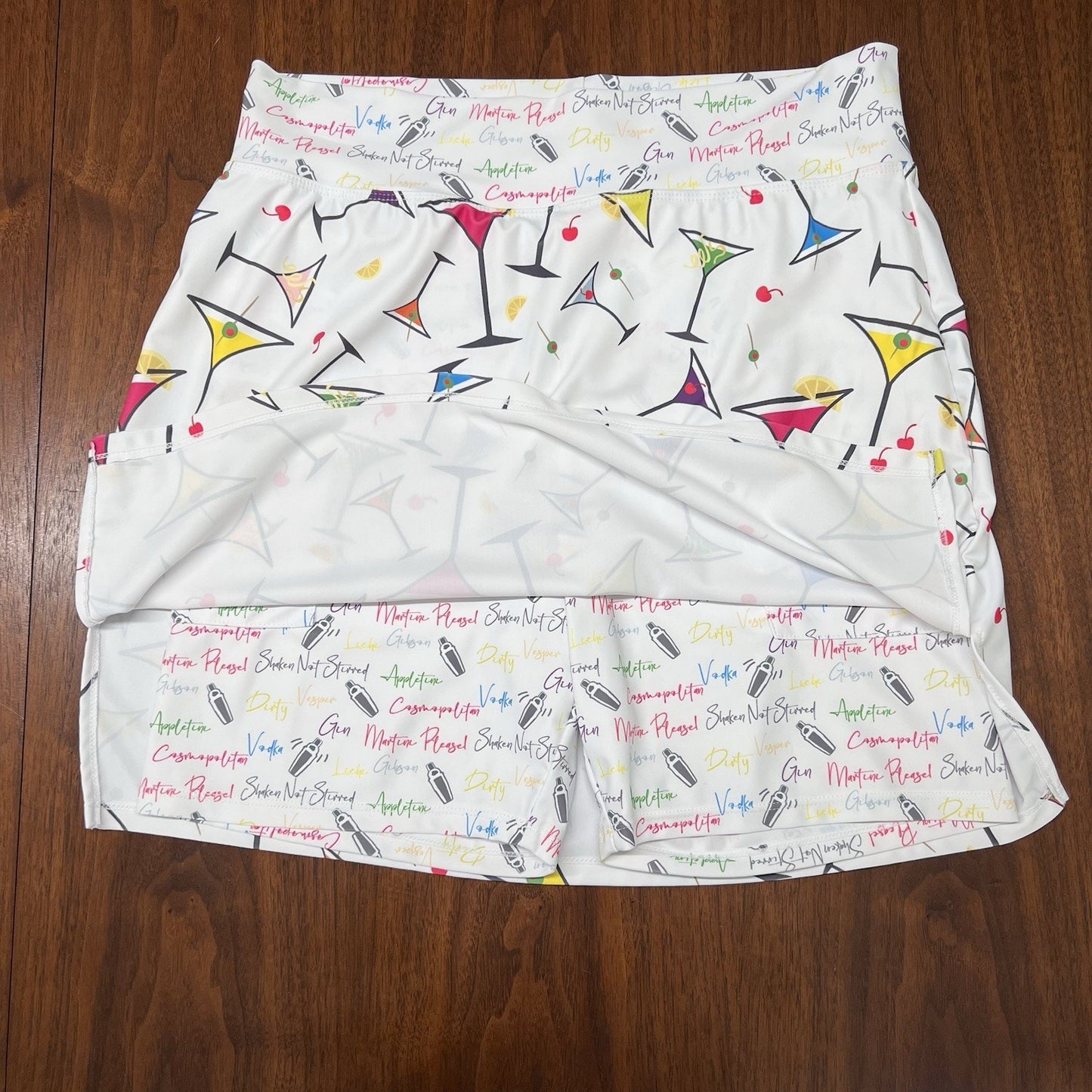 Skort Obsession (M 29”) Shaken Not Stirred Martini Retro Pickleball Tennis