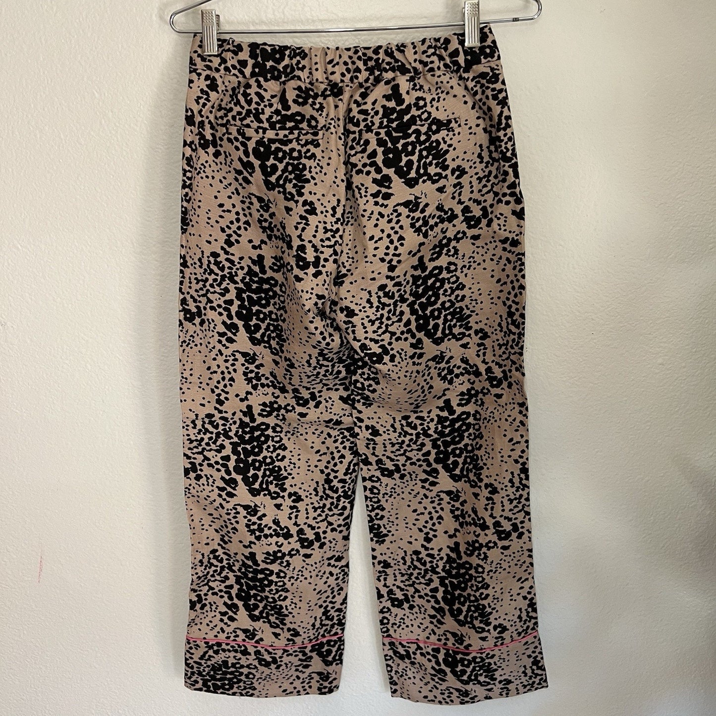 J. Crew High-Rise Peyton Pant XS 26” Leopard Print Linen Blend Crop Wide Leg