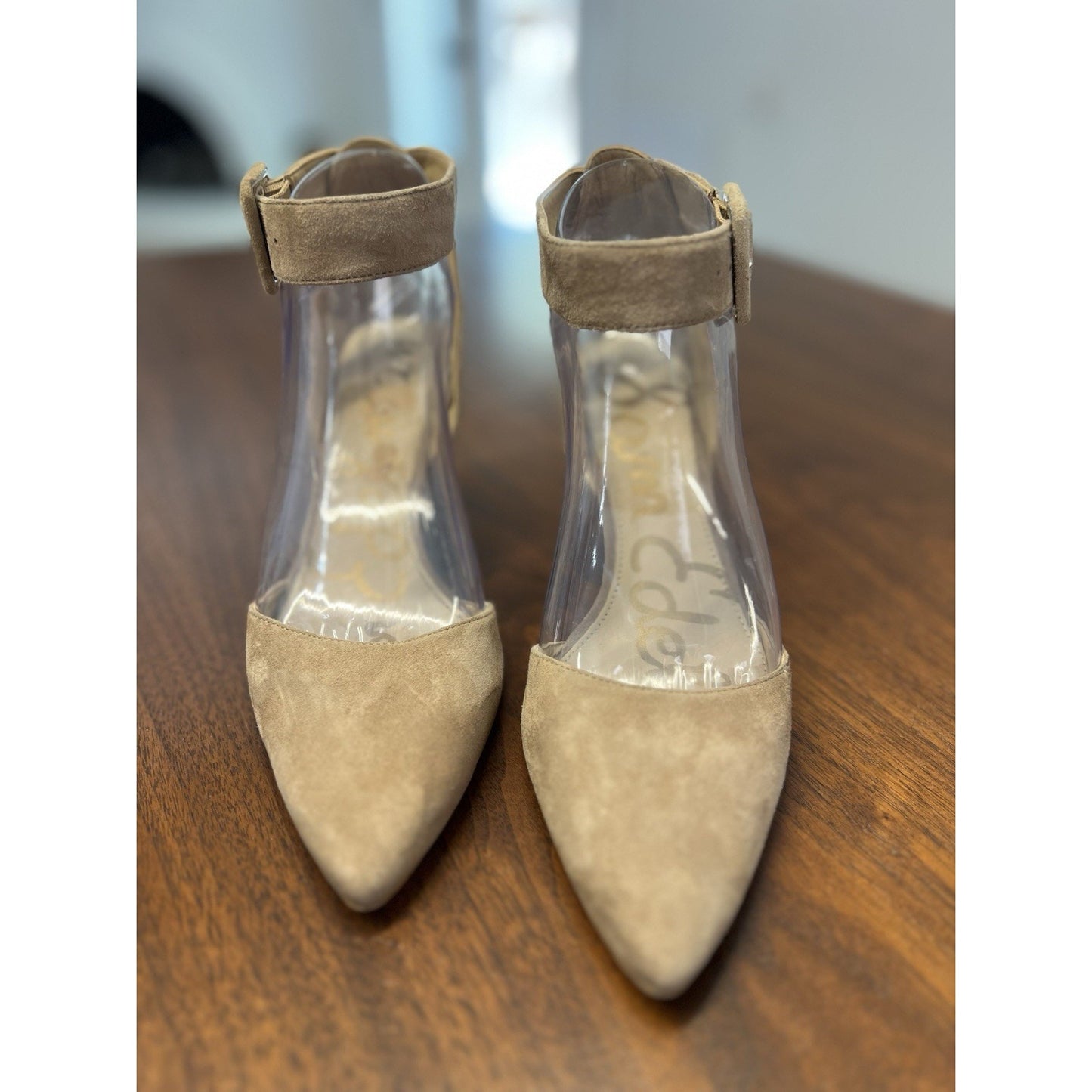 Sam Edelman Okala Ankle Strap Pump Women's 6 Tan Buckle Leather Pointed Toe