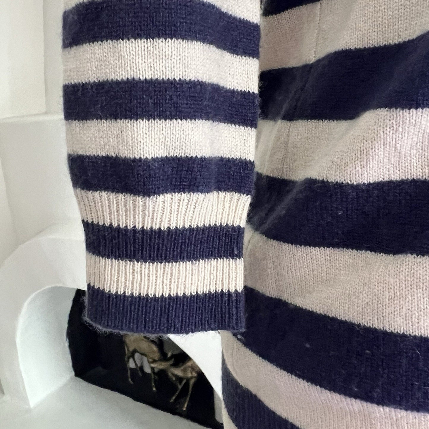 Cashmere J. Crew Sweater Small Pullover Breton Rugby Stripe Long Sleeve Preppy