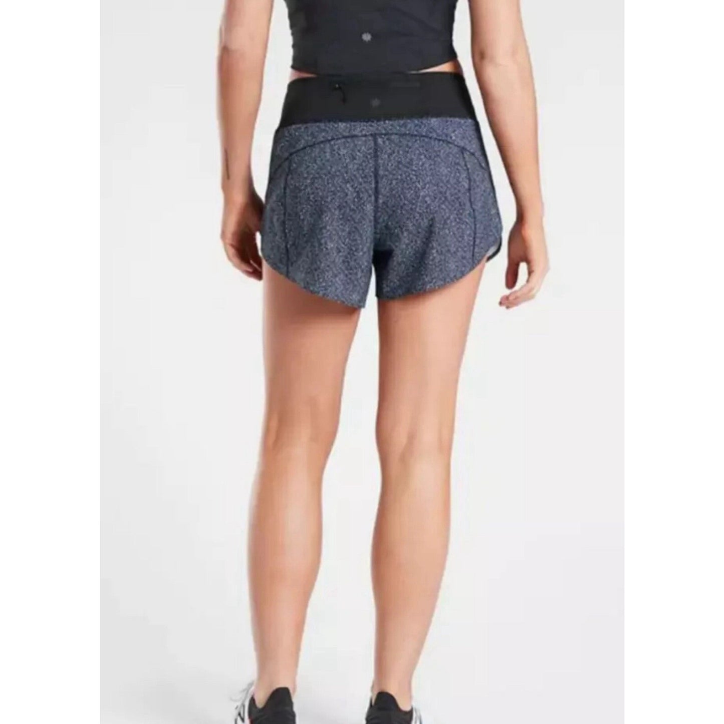 XS Athleta “Run With It” 3” Inseam Shorts Running Black Grey Pull-On Zip Pocket