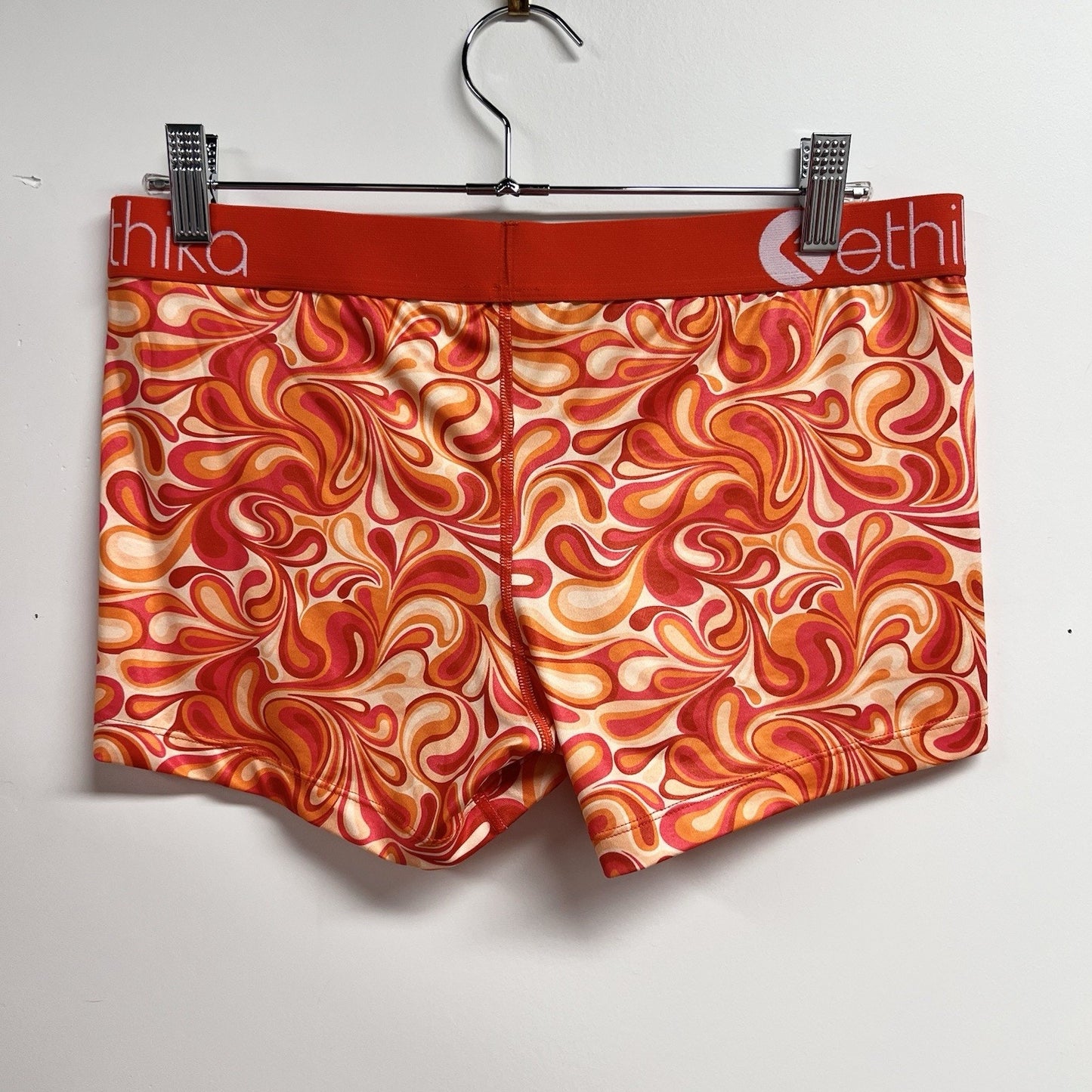 Ethika Sports Bra Boy Short Set (L) Women’s Magma Vibrant Athletic Red Orange
