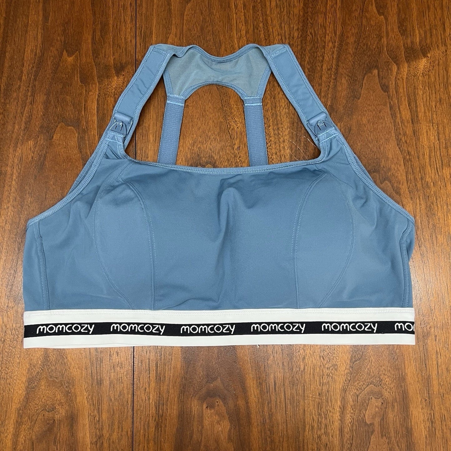 momcozy Nursing Sports Bra 2XL Plus Size 42DD/E Blue Wireless Padded Low Impact