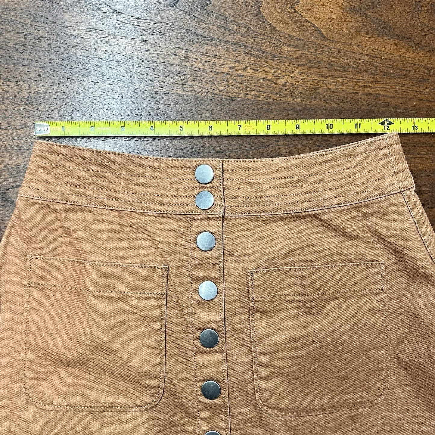 Madewell XS High-Waist Snap Button Up Retro Mini Skirt Brown Cutoff Raw Hem