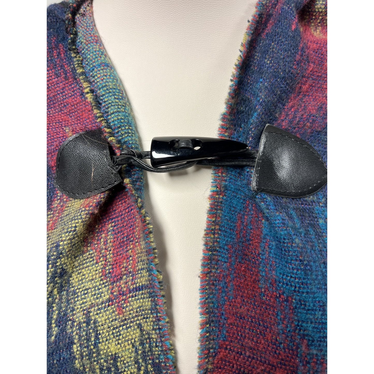 Woven Heart Ruana Wrap Poncho Southwest Aztec Tribal Patterned Fringe Cardigan