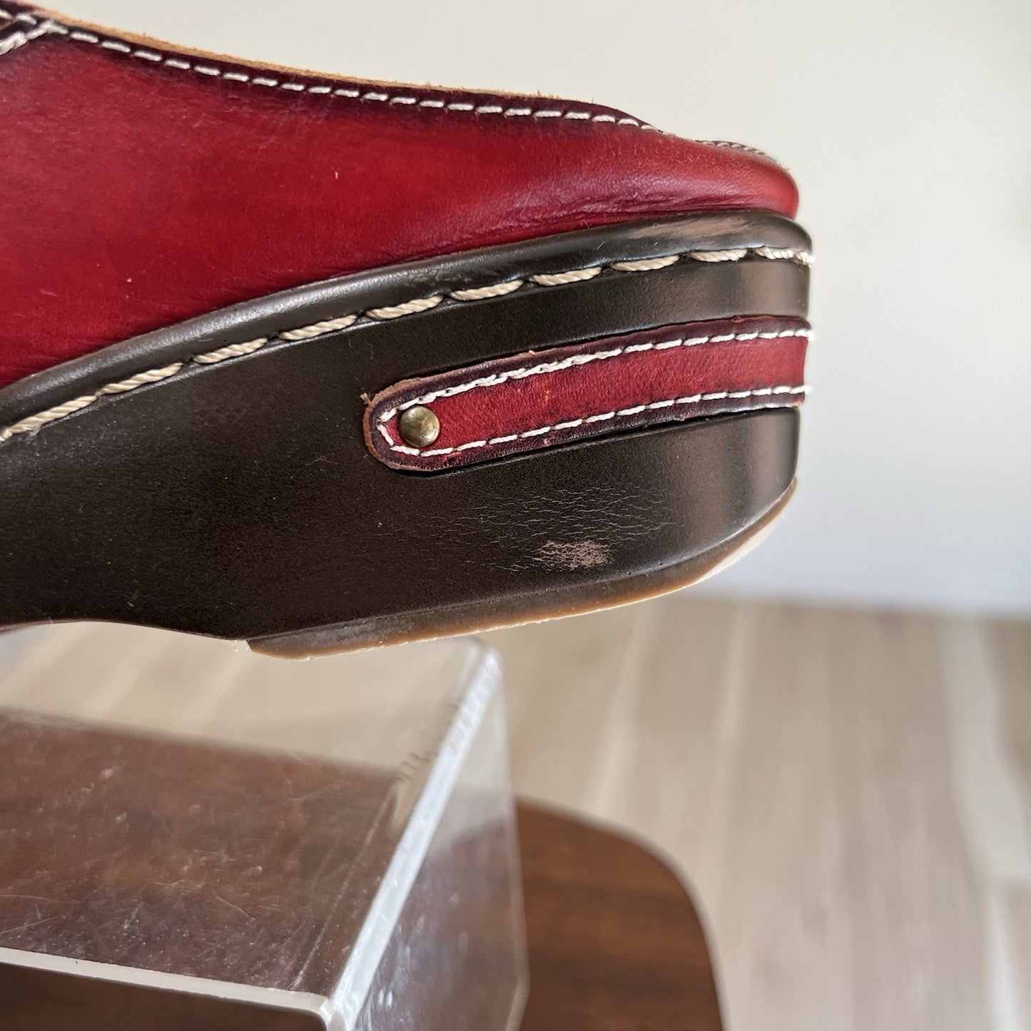 L'Artiste by Spring Step Mule Womens Chino Red Leather Clog 11.5 Sz 42 EU