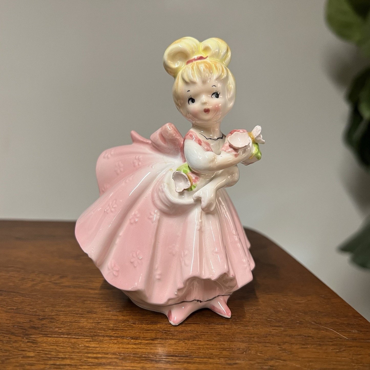 Rare 1960s Lefton Dancer In Pink Dress Girl Figurine Japan MCM Vintage 2383