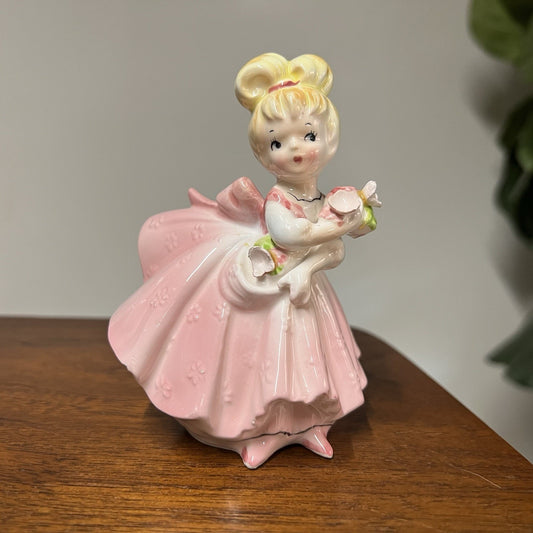 Rare 1960s Lefton Dancer In Pink Dress Girl Figurine Japan MCM Vintage 2383