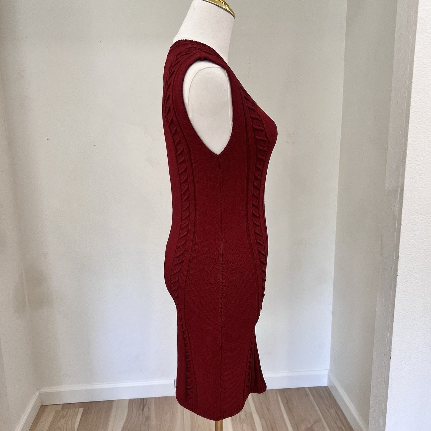 Ronny Kobo Zola Dress (M) Knit Bodycon Bondage Bandage Red Cocktail Sexy Lace Up