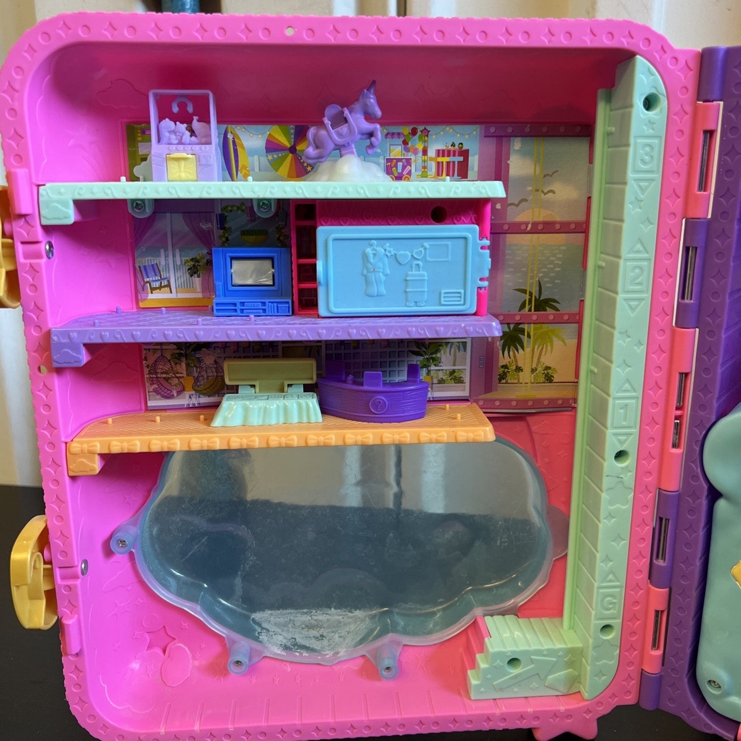 Polly Pocket Dolls Pollyville Resort Roll Away Playset - Incomplete