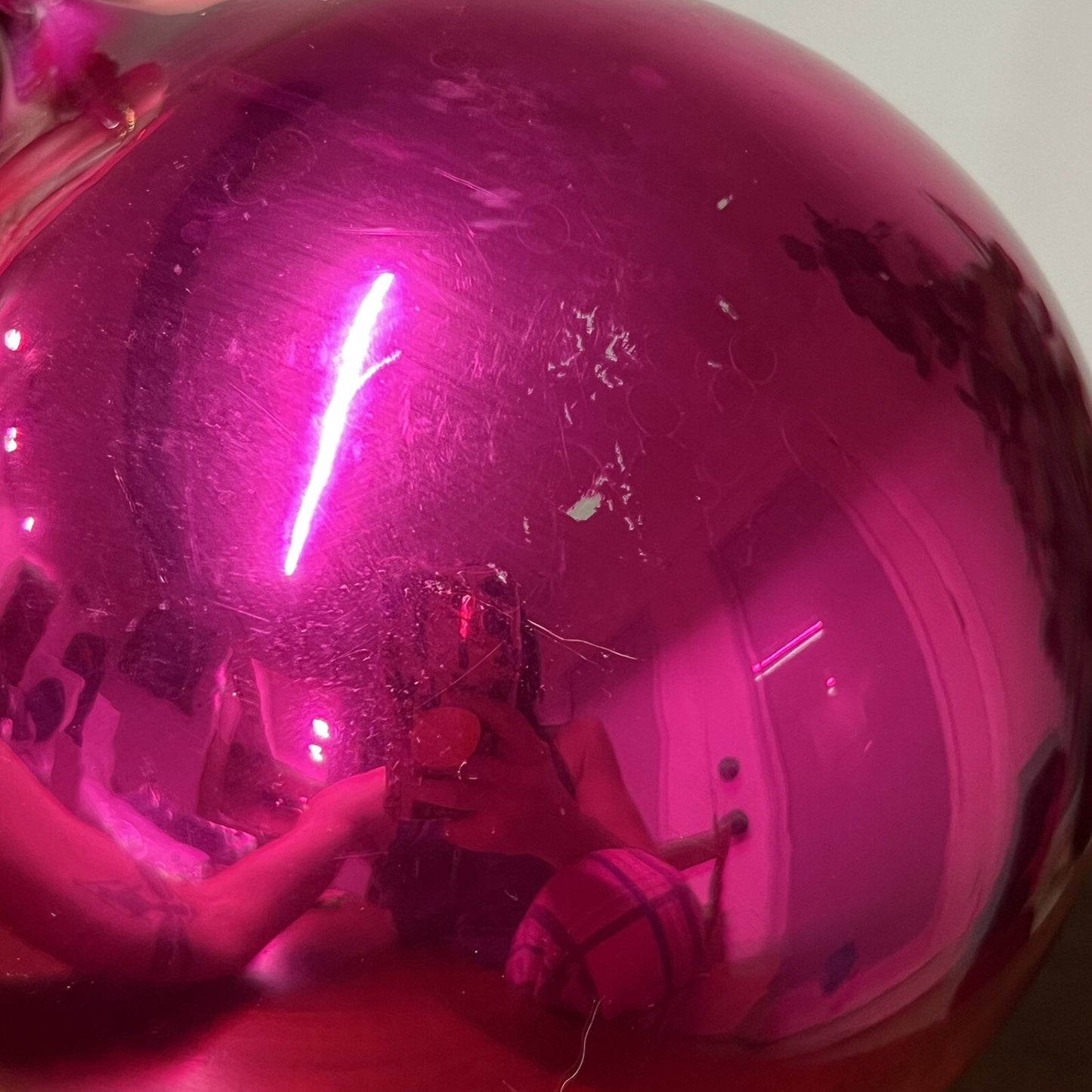 9” Department 56 Pink Hand Blown Mercury Glass Medium Ball Ornament #4839-9