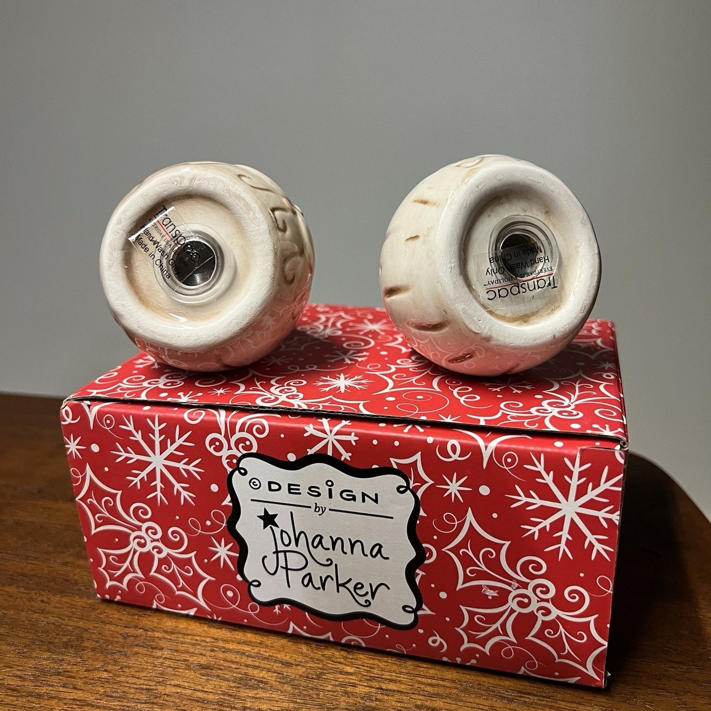 Johanna Parker Retro Santa Claus Salt Pepper Shaker Set NIB Christmas Holiday
