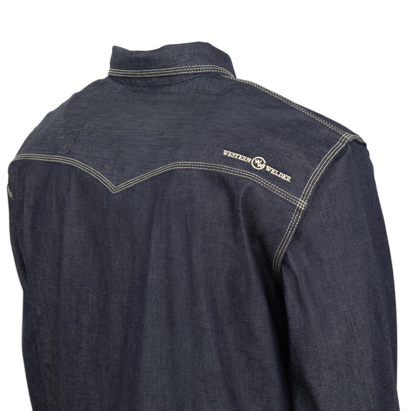 Western Welder (M) Classic Work Shirt Denim Triple Stitched Pearl Snap Yoke