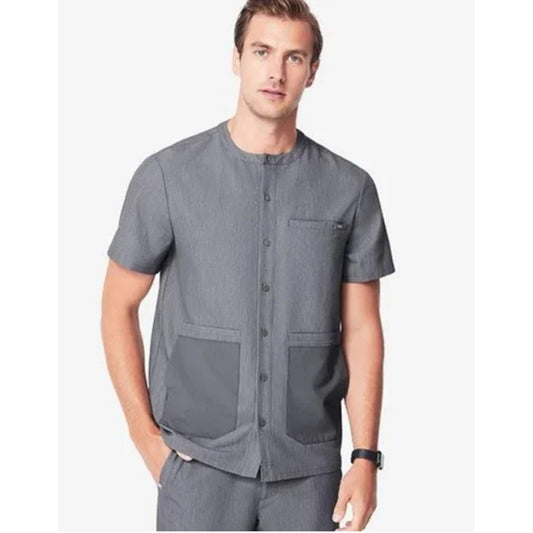 RARE FIGS Dekar XS Men’s Button-Down Front Short Sleeve Grey Scrub Top M20SW1008