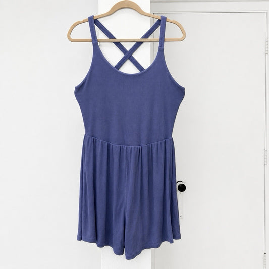 Imbodhi Lila Short Romper XXL 2X Purple Ribbed Cozy Athleisure Lounge Plus Size