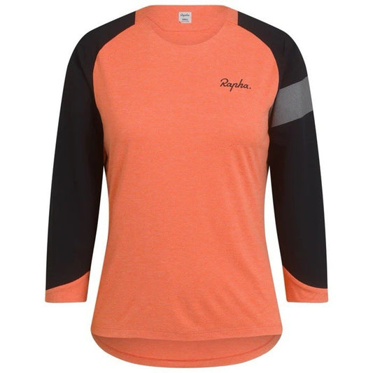 NWOT Rapha Women Trail 3/4 Sleeve Jersey (L) Orange Black Biking Cycling MTB