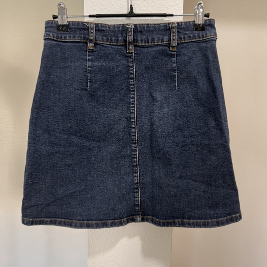 Y2K Denim Mini Skirt 26” Button Front High Rise La Chapelle Mall Brand McBling