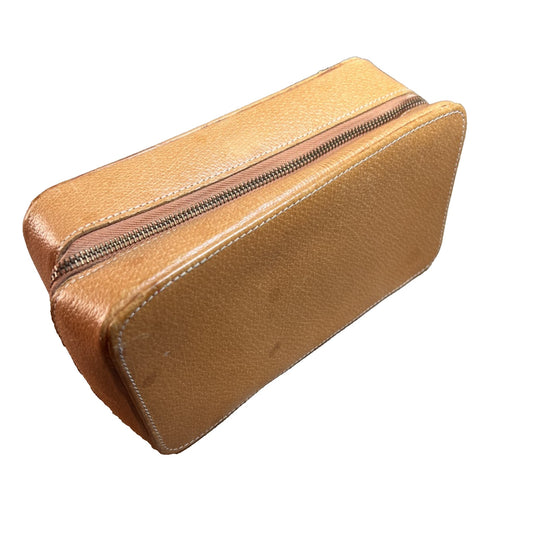 Vintage Camel Color Zipper Semi Hard Side Pipe Carrying Case