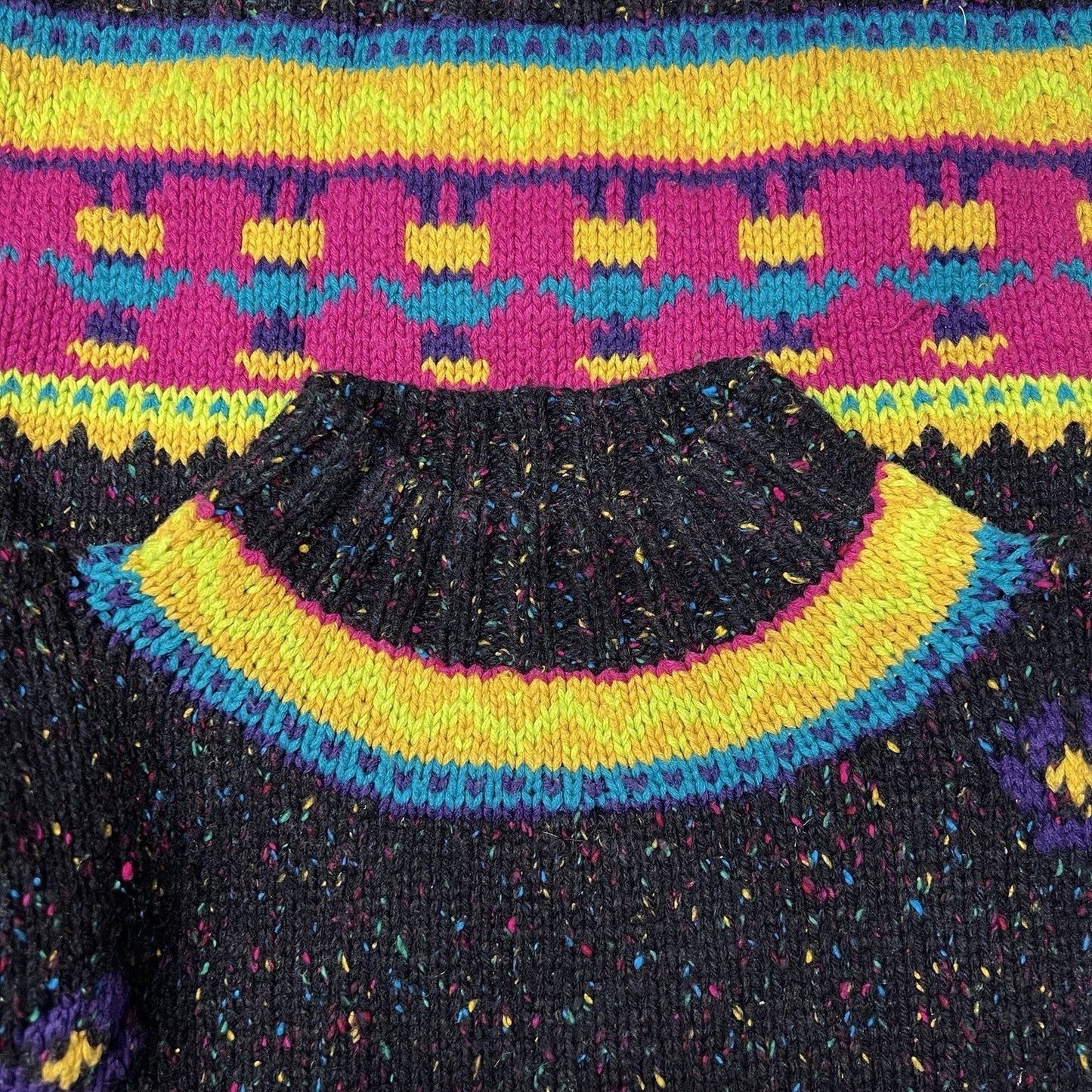Forenza Fair Isle Wool Blend Chunky Knit Sweater Folk Nordic Retro Maximalist