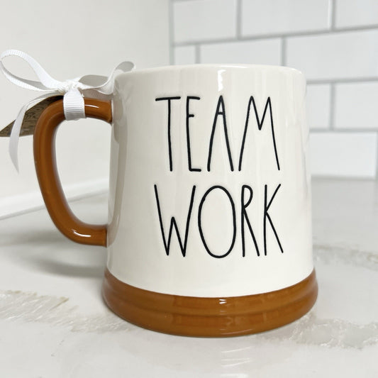 Rae Dunn x Peanuts Mug Woodstock Football TEAM WORK 3D Double Sided 2025