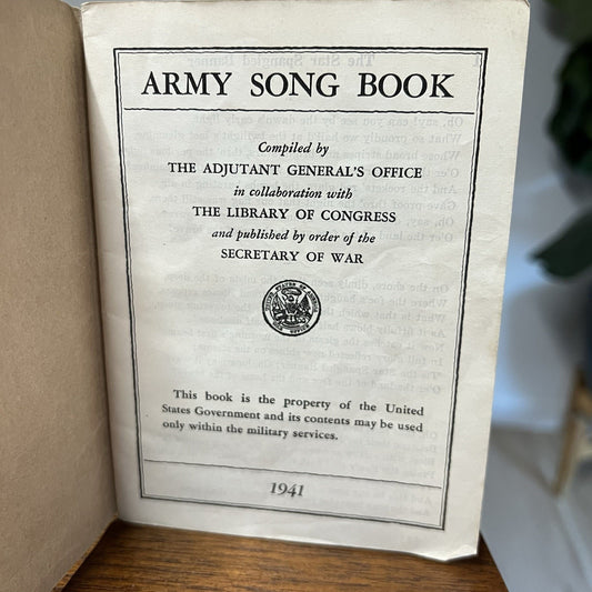 Vintage World War II Army Song Book 1941 Pamphlet WW2 Militaria Collectible