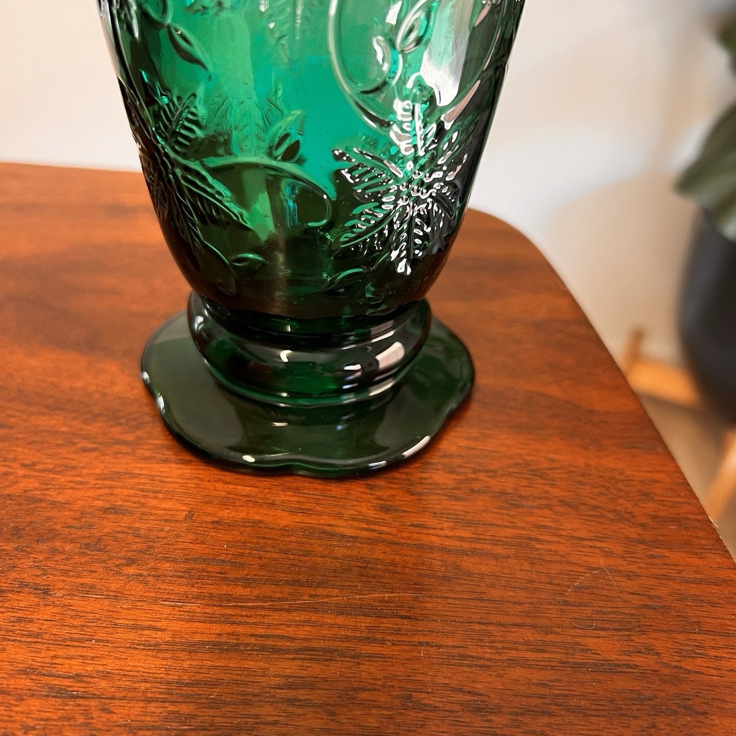 Set of 4 Princess House Fantasia Footed Tumblers Emerald Green Vintage Holiday