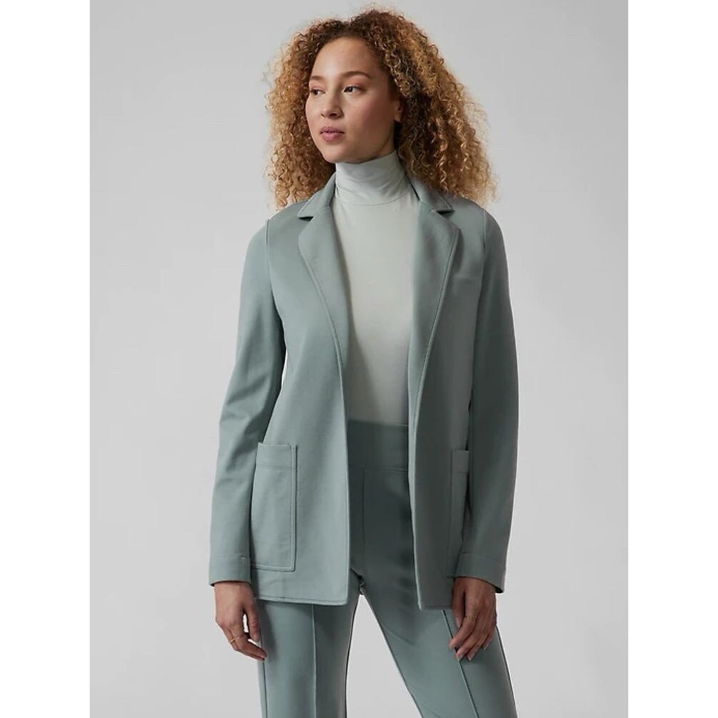Athleta Eastbound Blazer Sz 12 Boyfriend Travel Work Career Relaxed Stretch