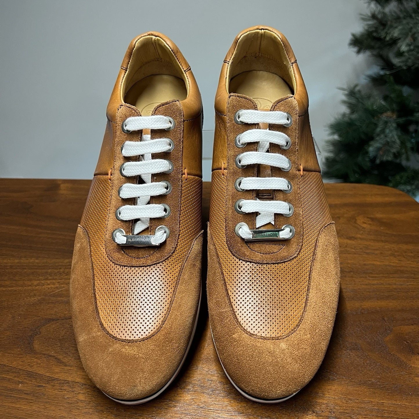 Royal Albartross (11) Driver Golf Shoes Brown Handmade Leather Suede Spikeless