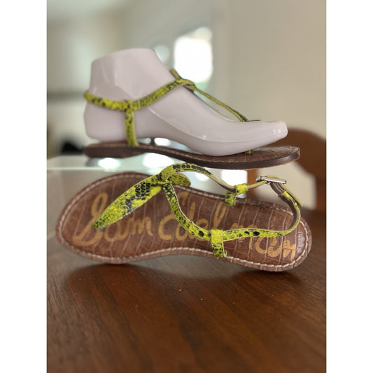 Sam Edelman Gigi Neon Green Snakeskin Sandal Women’s Size 5.5