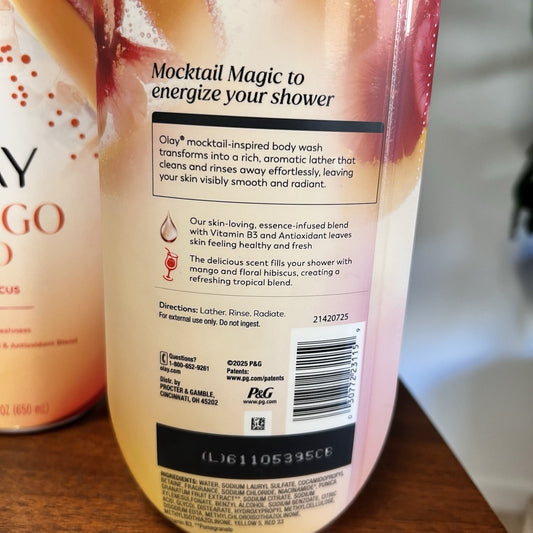 2 x OLAY Mango Tango Body Wash Mango Hibiscus 22 oz Moisturize Tropical