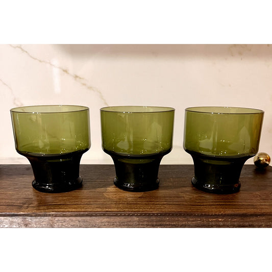 3 Scandinavian Iittala Wine Glasses Finland Green by Tapio Wirkkala Barware