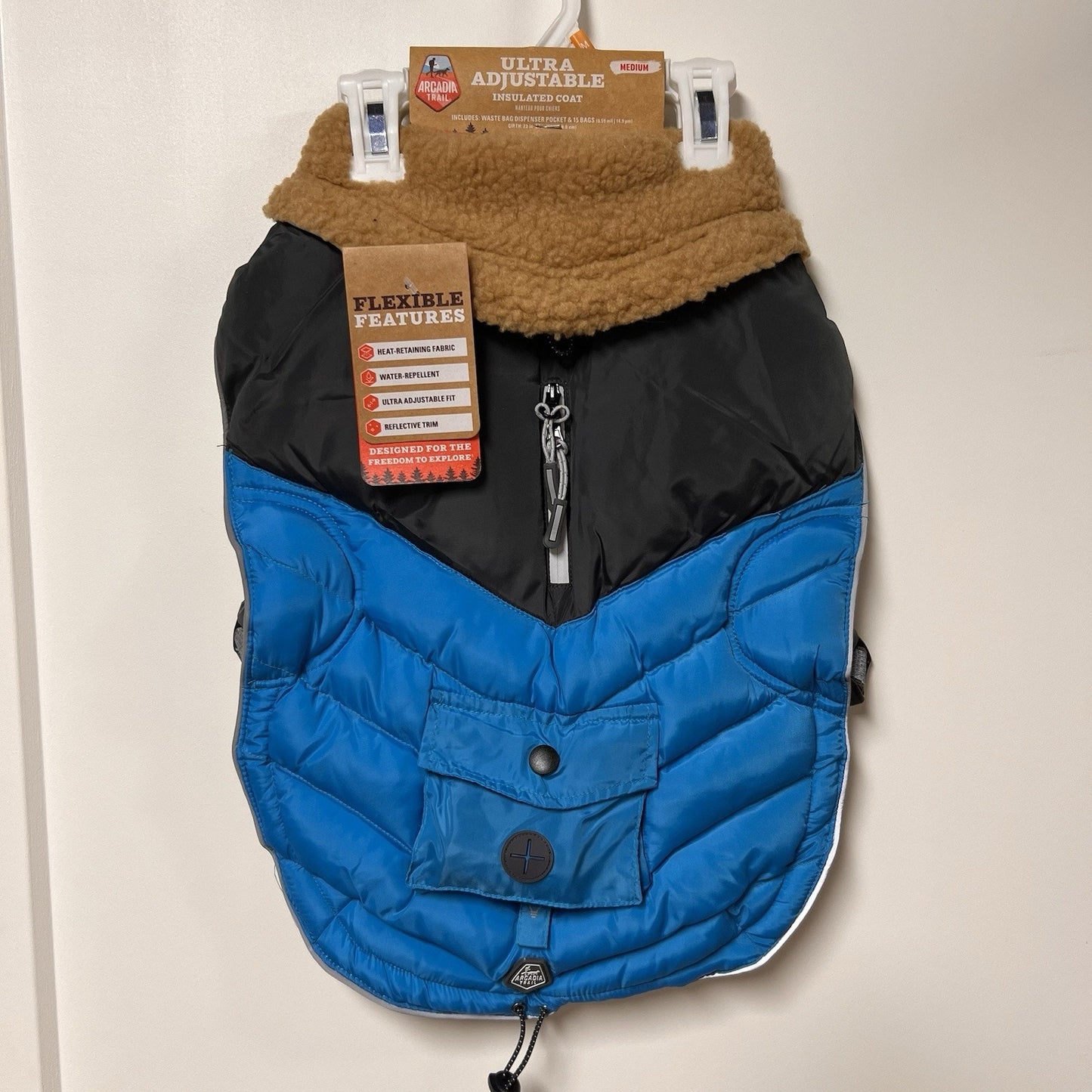 Arcadia Trail XXL Insulated Dog Puffer Coat Sherpa Fleece Reflective Thermal