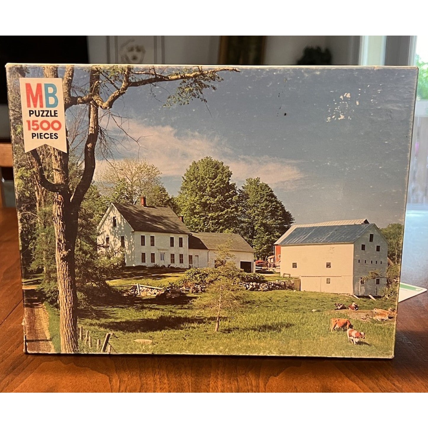 Vintage Milton Bradley 1500 Piece Jigsaw Puzzle "Vermont Farm" 1970s MB Complete