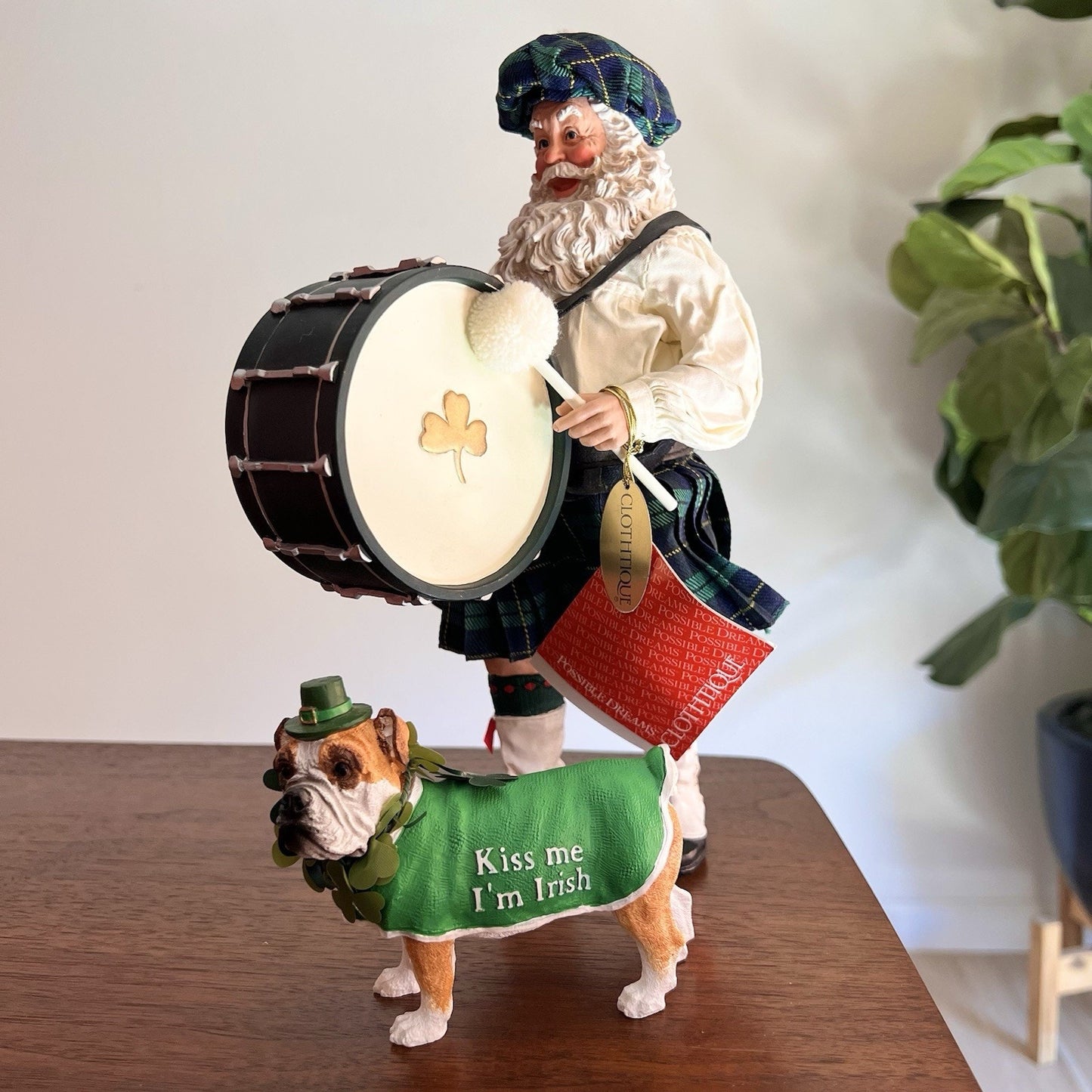 Dept 56 Clothtique Possible Dreams Kiss Me I’m Irish Santa Christmas 71299