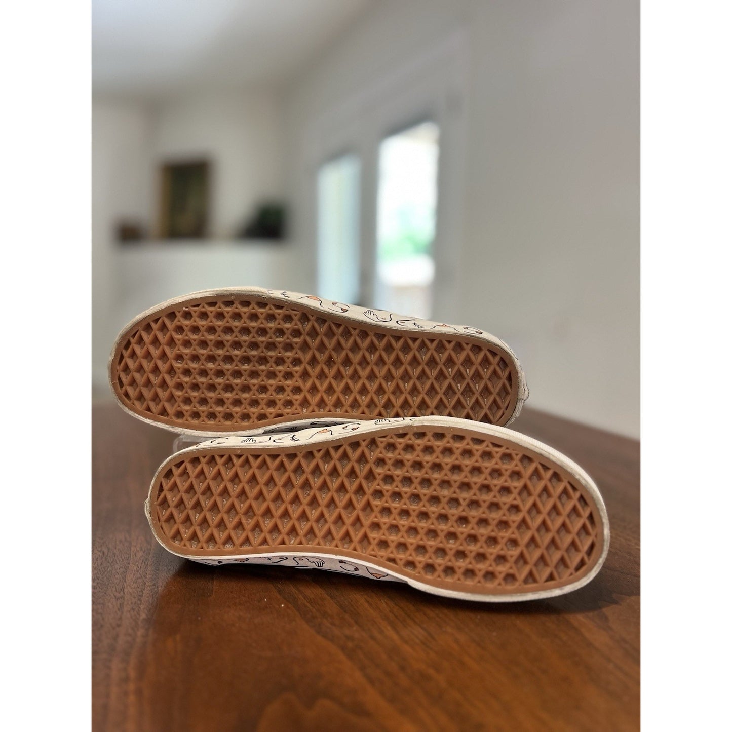 Vans Slip-on Breast Cancer Awareness Shoe Nude Color Check Print Sz 7.5 Mens