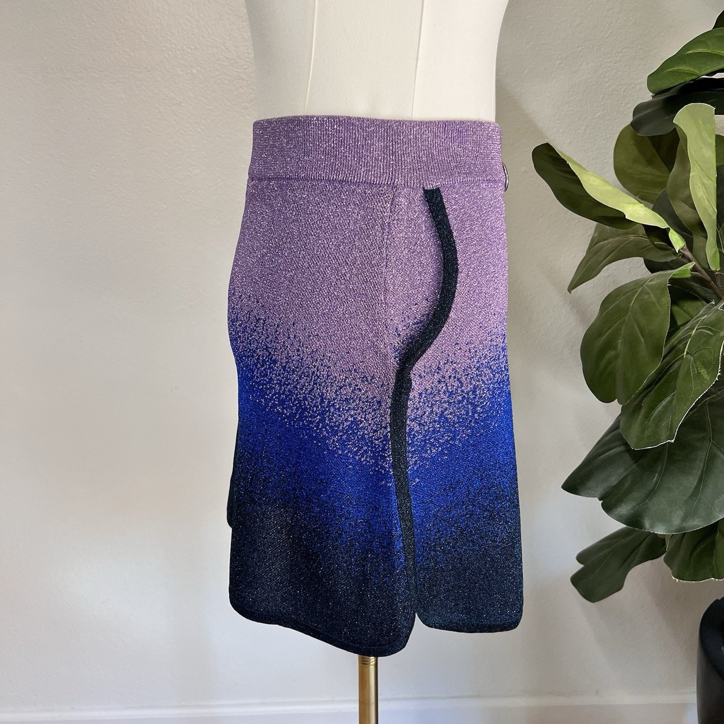 maje Miniskirt Purple Blue Ombré Going Out Metallic Shimmer Sparkle Zip Up Party