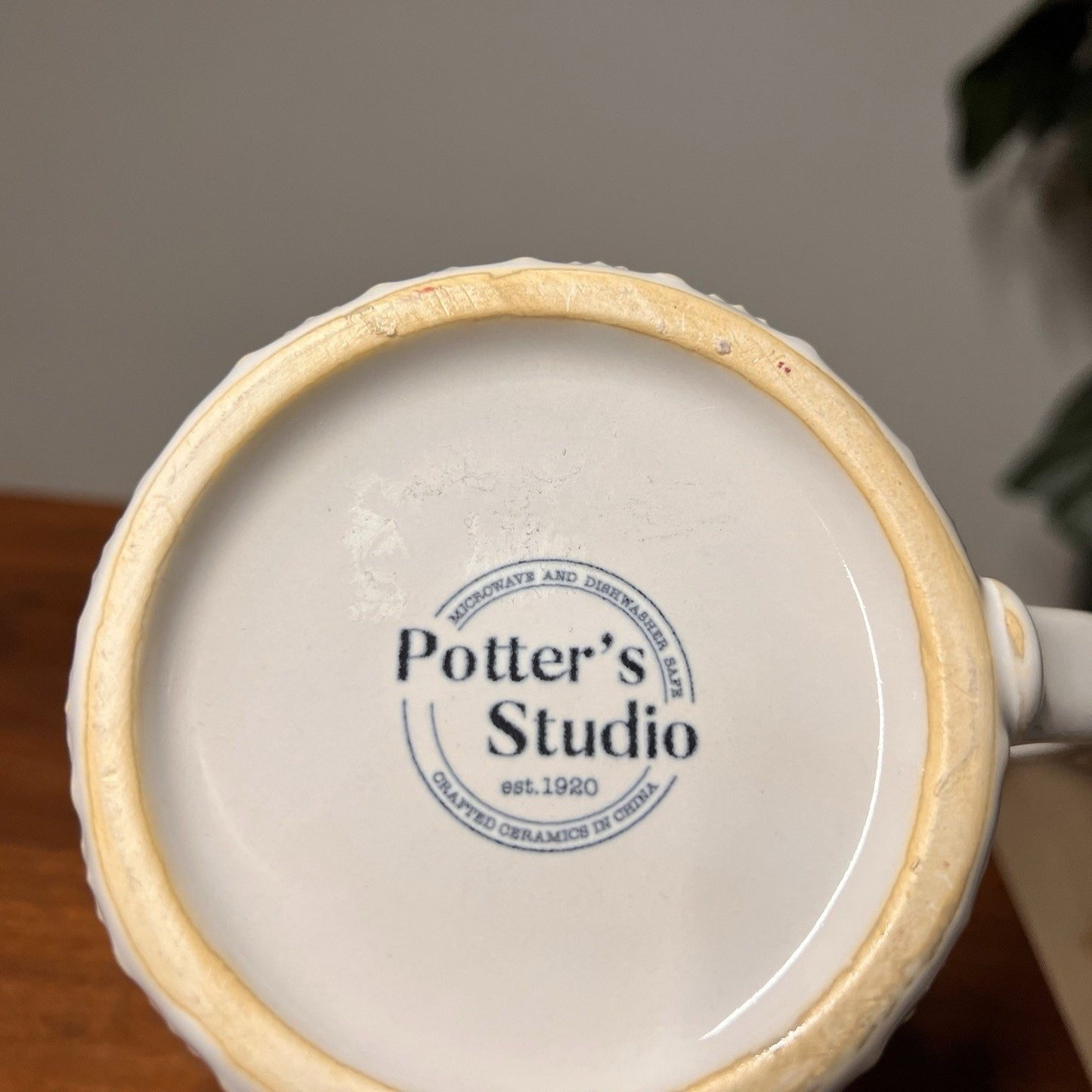 Potters Studio Christmas Bell Mug Embossed Stoneware Rustic Farmhouse Holiday