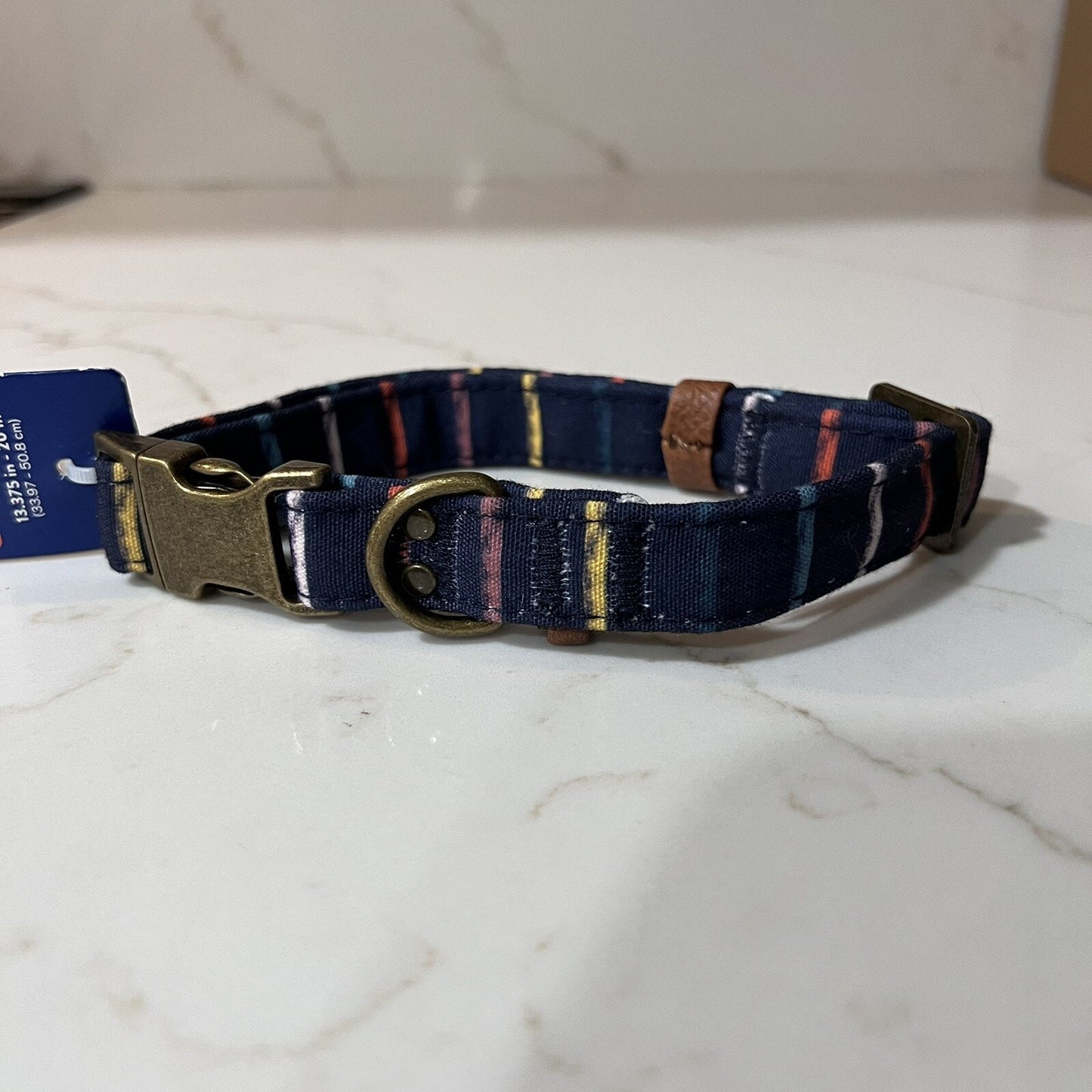 NEW (M) Unisex 13-20” Top Paw Canvas Adjustable Striped Dog Puppy Collar