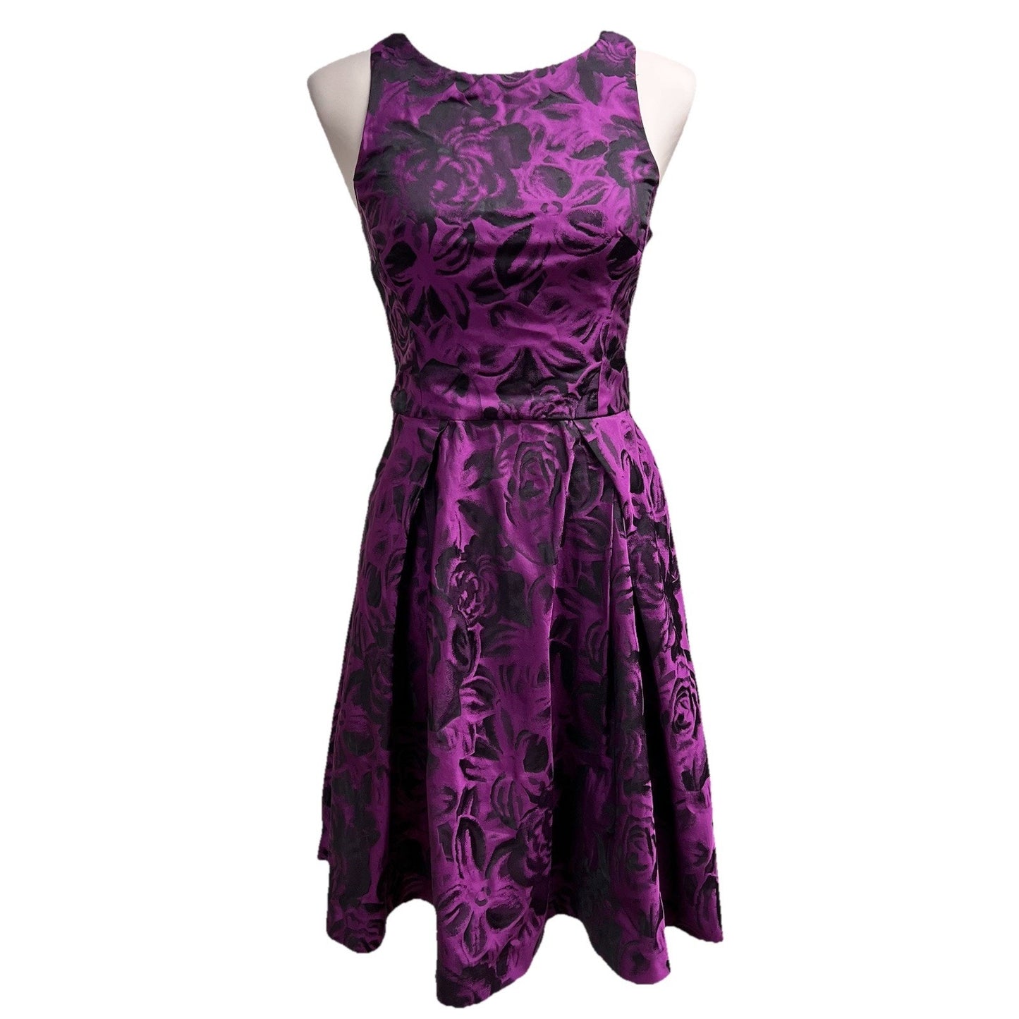 Y2K Betsey Johnson Sz 4 Dress Purple Black Floral Goth Punk Glam Retro Prom