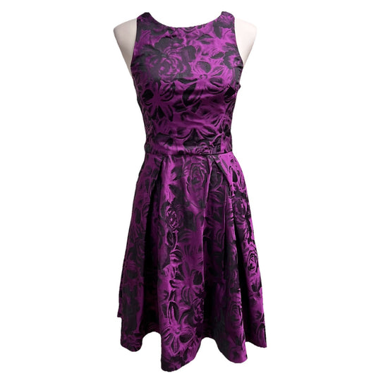 Y2K Betsey Johnson Sz 4 Dress Purple Black Floral Goth Punk Glam Retro Prom