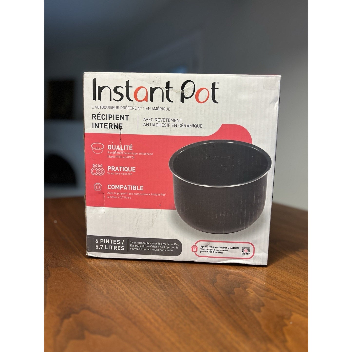 NOB Instant Pot 6 Qt Inner Pot Ceramic Non-Stick Coating Replacement Pot