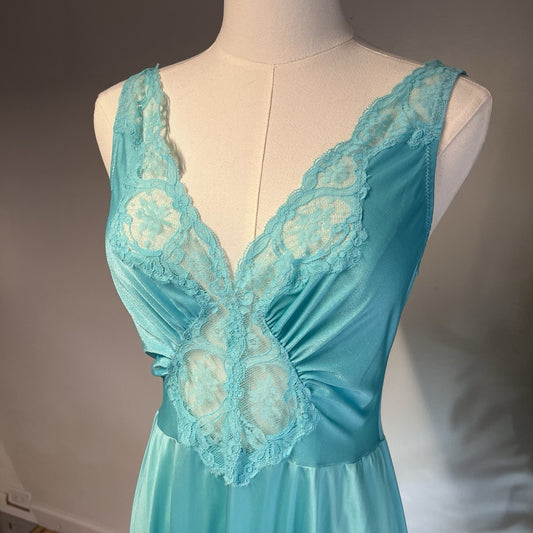 OLGA Bodysilk Peignoir Lace Trimmed Nightgown (L) Coquette Slip Dress Vintage
