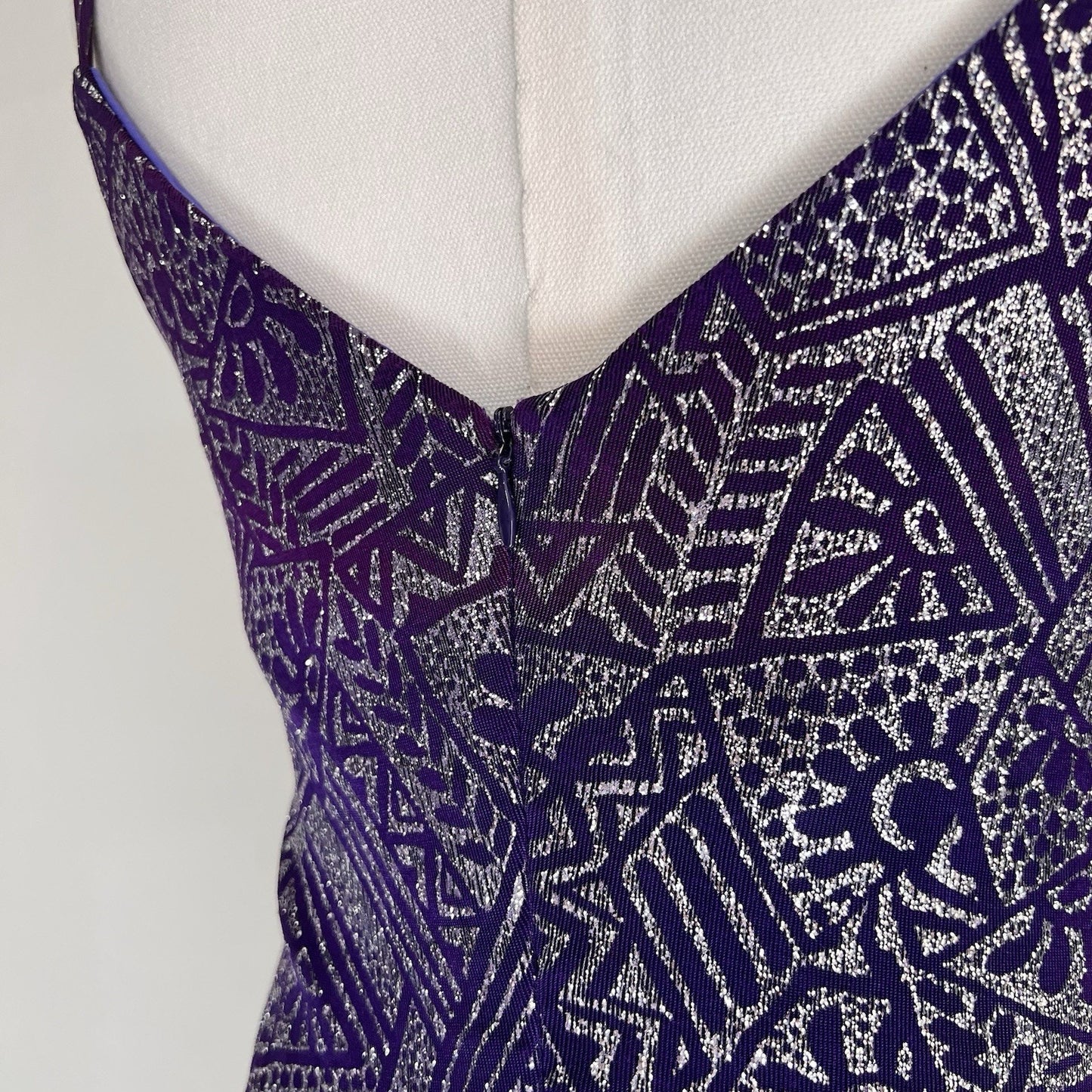 Vintage Caché Y2K Dress 6 Prom Formal Purple Silver Glitter Party 90s Slip Glam
