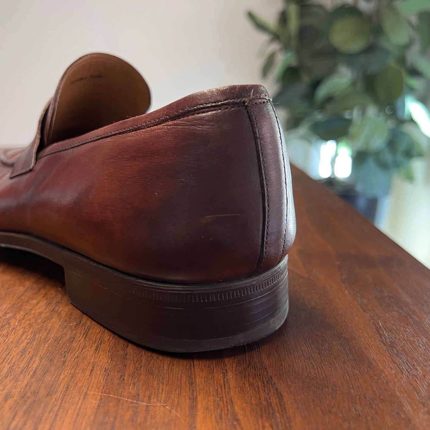 Magnanni Walden 11M Slip On Penny Loafer 15447 Mahogany Leather Dress Shoe