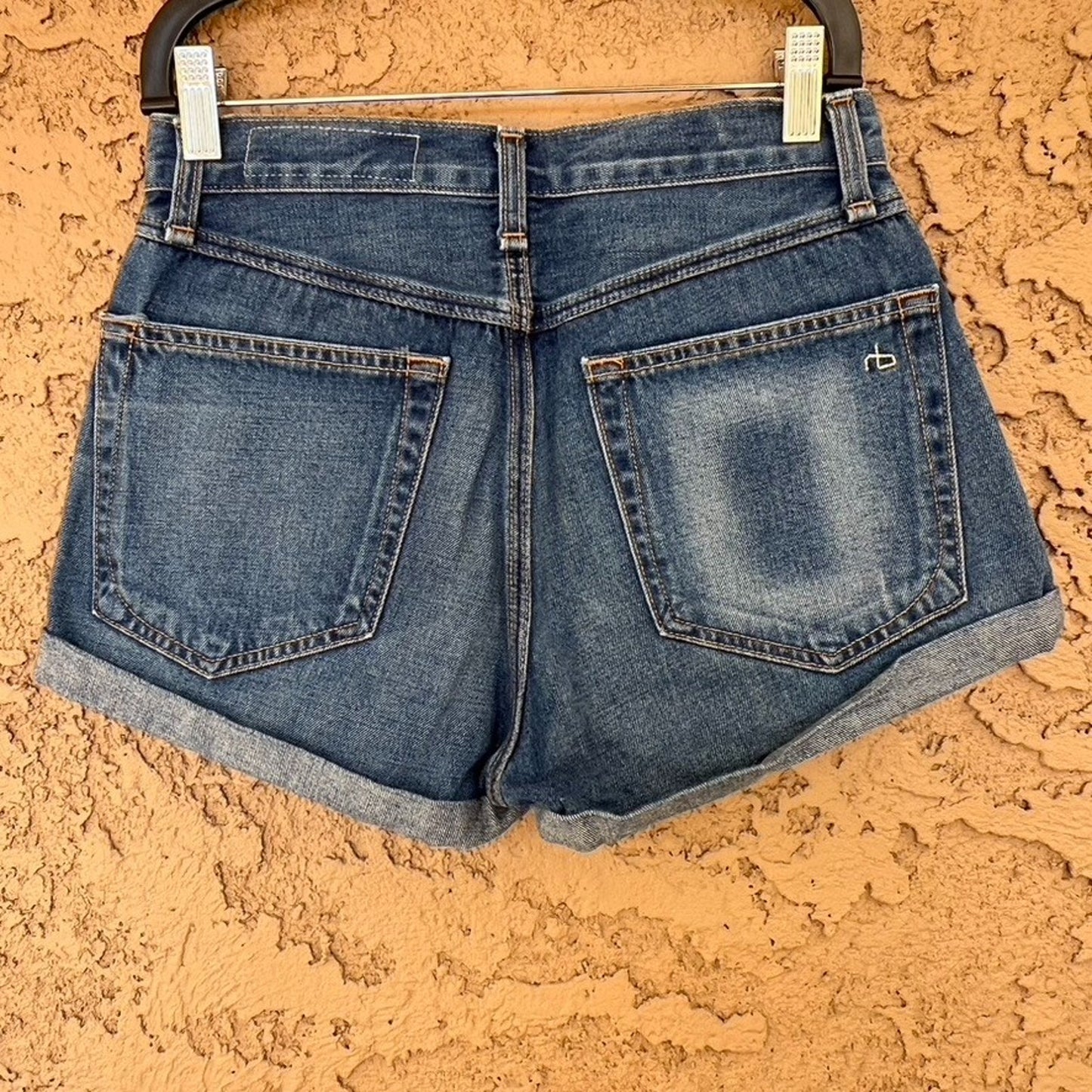 $175 Rag n Bone "Segrin" (Sz 24) Cuffed Denim Short Devon REVOLVE High Rise