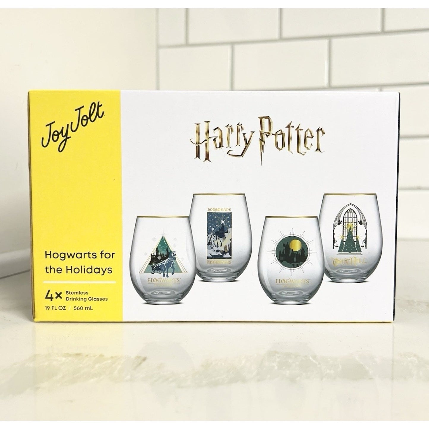 *SOLD OUT JoyJolt Harry Potter Hogwarts For The Holidays Stemless Wine Glass Set