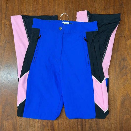 NWOT Topshop SNO Pants Ski 27” (4) Pink Blue Black Colorblock Retro Flaired