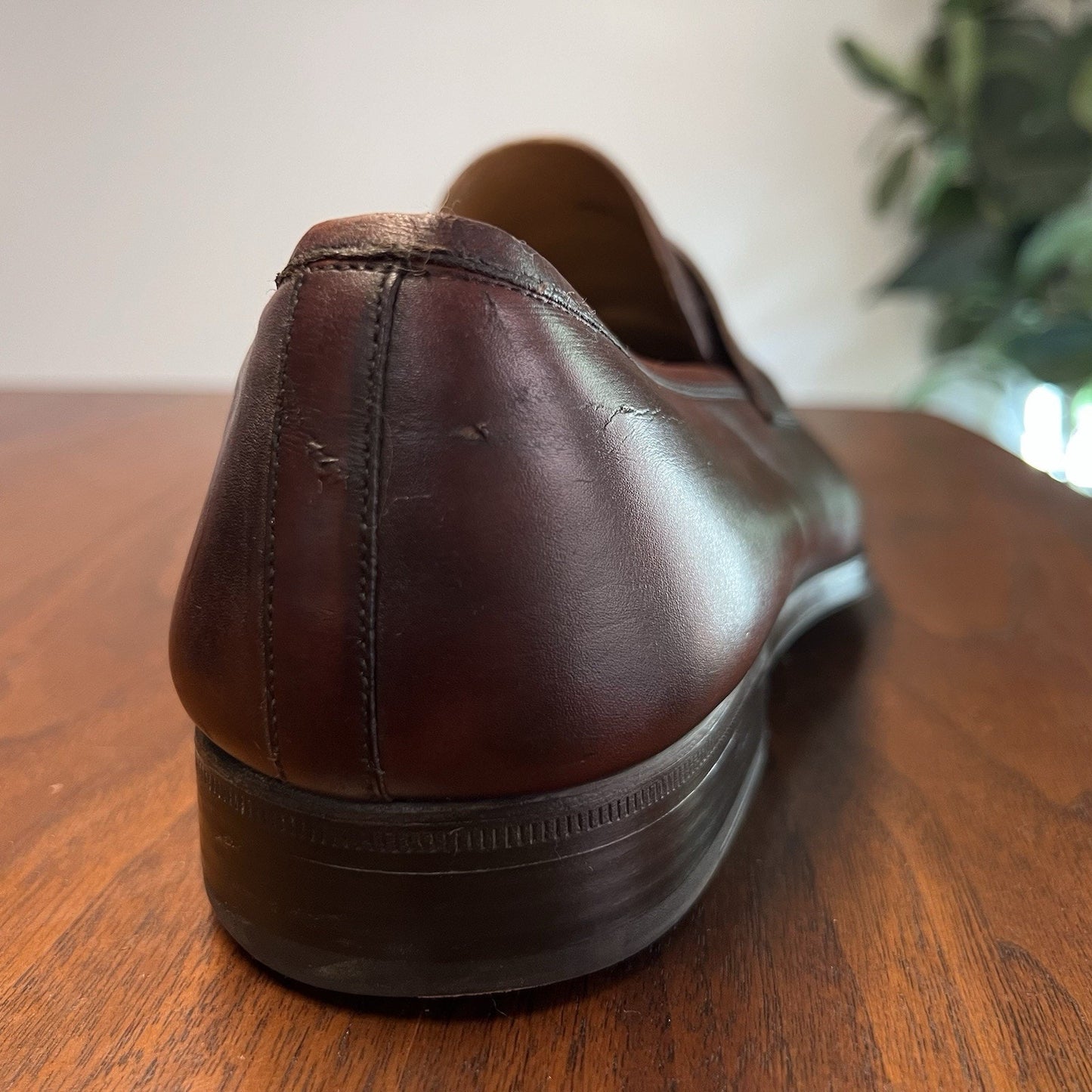 Magnanni Walden 11M Slip On Penny Loafer 15447 Mahogany Leather Dress Shoe
